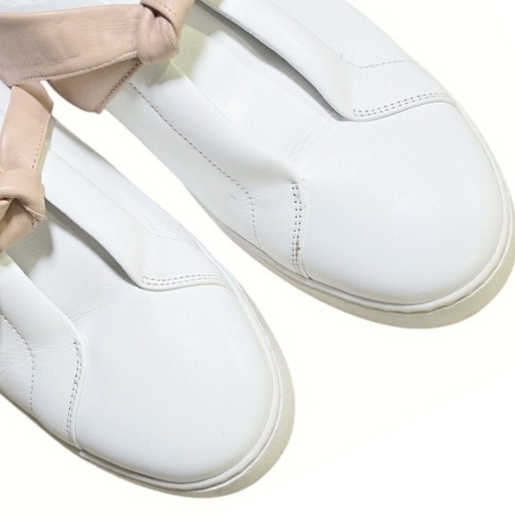 $425 40 9.5-10 ALEXANDRE BIRMAN Clarita Sneaker Suede Nude Bow Leather Shoes - Picture 2 of 7